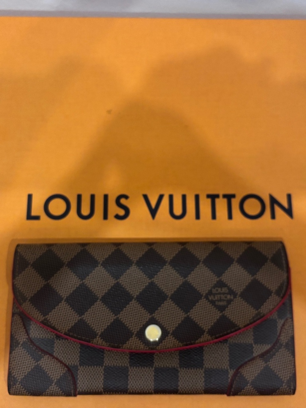 Louis Vuitton Damier Ebene Carissa Red Wallet